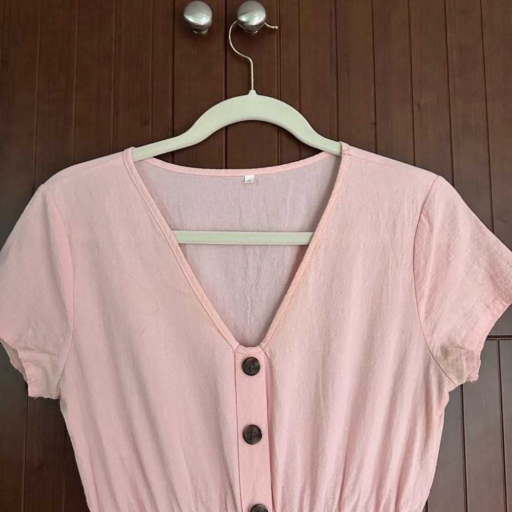 Pink Button-Down Women's Dress - Picture 3 of 11